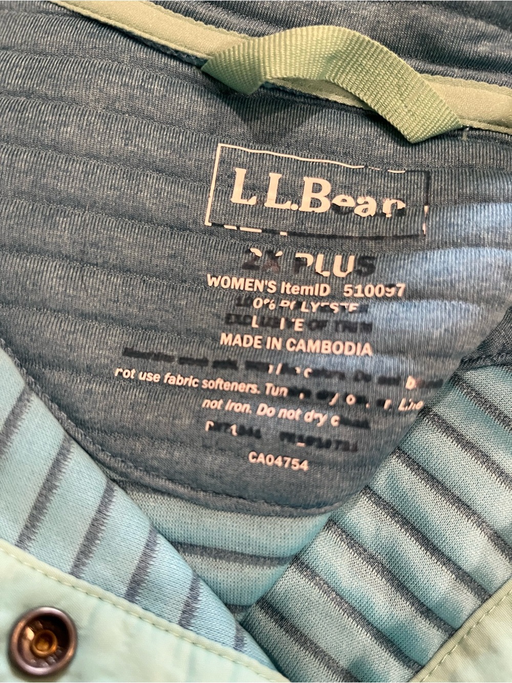 L.L. Bean ribbed 1/4 Snap Pullover in Teal & Navy Plus Size 2X - Picture 6 of 8